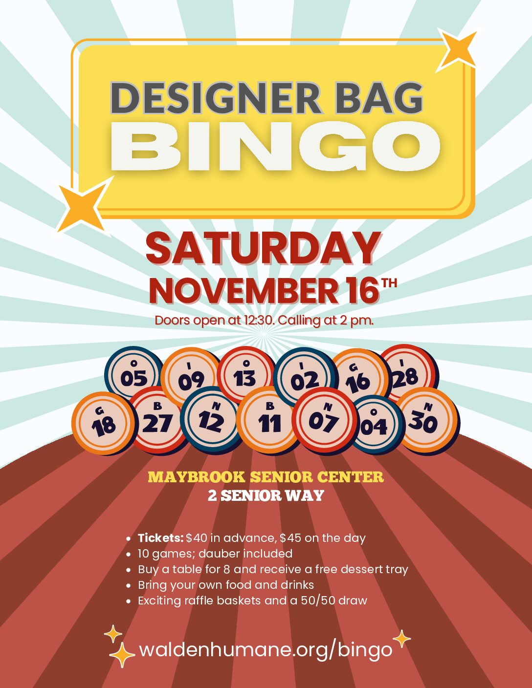 Designer Bag Bingo to Benefit Humane Society of Walden