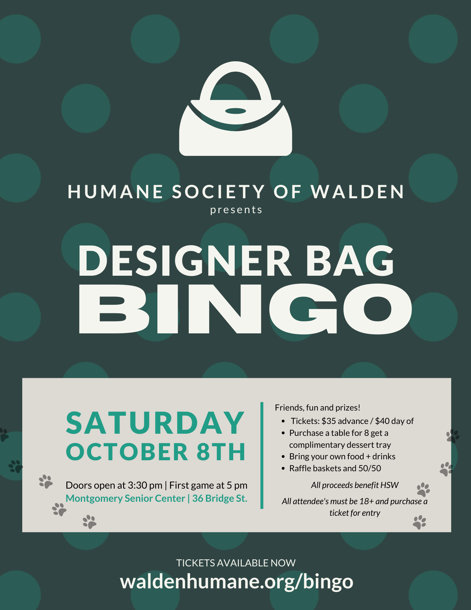 Designer Bag Bingo to Benefit Humane Society of Walden