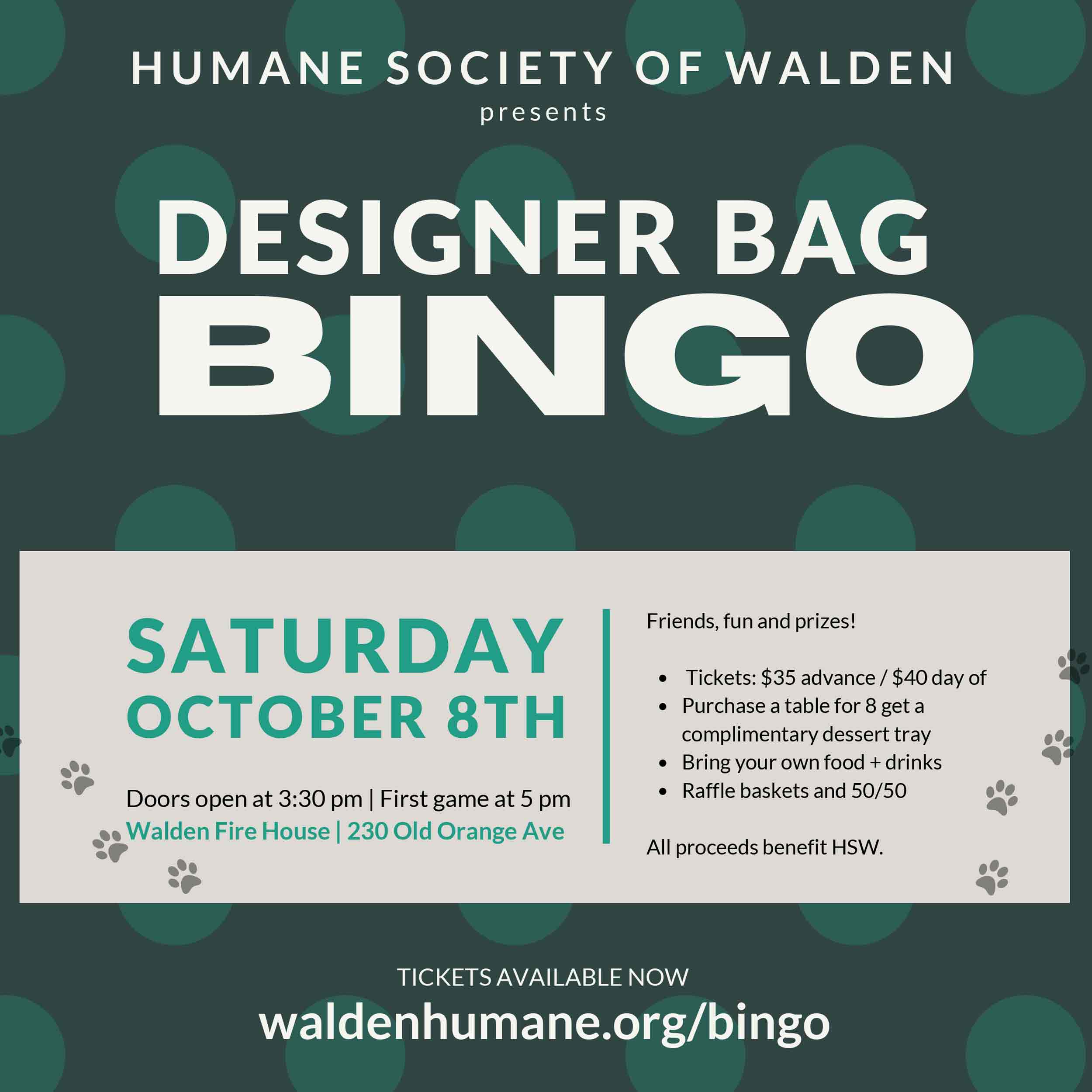 Designer Bag Bingo to Benefit Humane Society of Walden